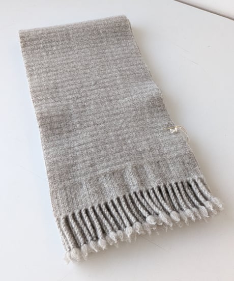 寺田靖子　woolマフラー　gray beige 無染色ウール