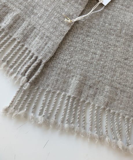 寺田靖子　woolマフラー　gray beige 無染色ウール