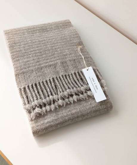 寺田靖子　woolマフラー　gray beige 無染色ウール