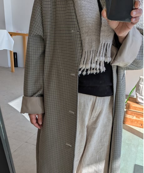 寺田靖子　woolマフラー　gray beige 無染色ウール