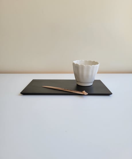 土田和茂 板皿 4×7　黒鉄(くろがね)