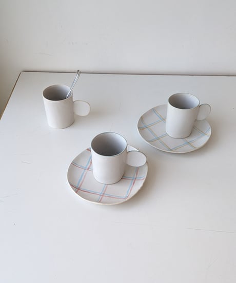 近藤千愛　絵付プレート、チェック