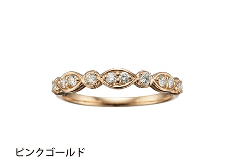 ［mia191-18R］ダイヤモンドK18デザインハーフエタニティリング 0.2ct［WG／EYG／PG／CG］
