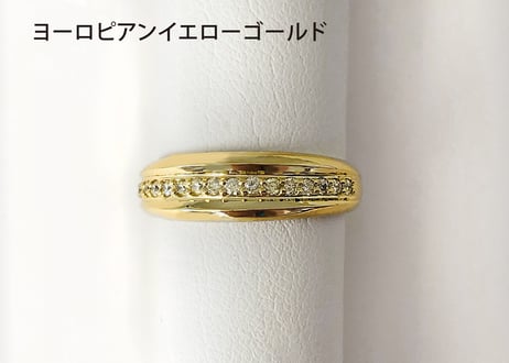 ［miaSC81R］ダイヤモンドK18ボリュームラインリング 0.15ct［WG／EYG／PG／CG］