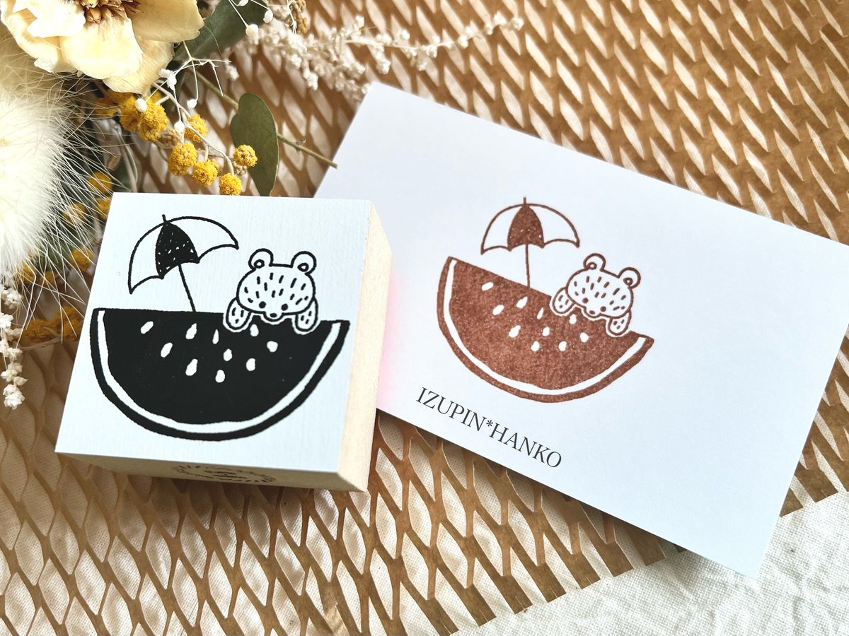 夏の新作！くまちゃんの夏満喫スタンプ | IZUPIN＊HANKO