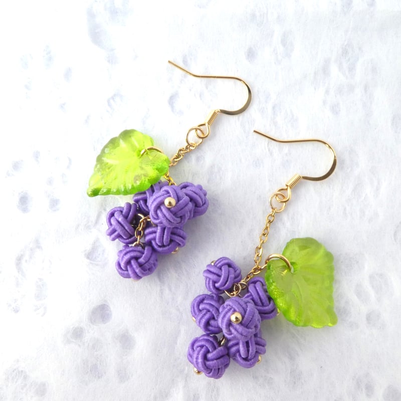 水引ぶどう ゆらゆら ピアス/イヤリング | はわ-MIZUHIKI-