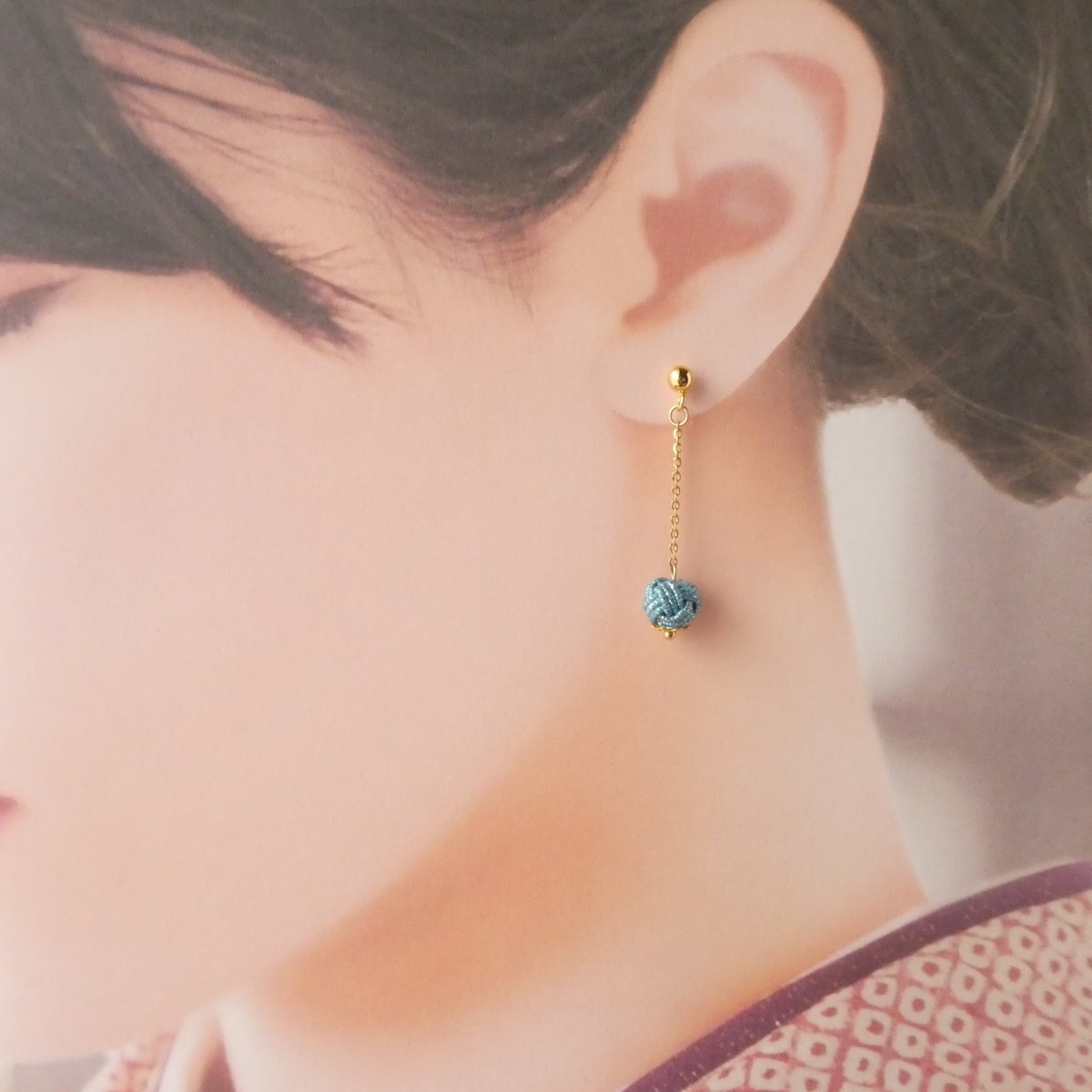 *お花と淡路玉のピアス*【No.331】 お花と淡路玉のピアス*【No.331】