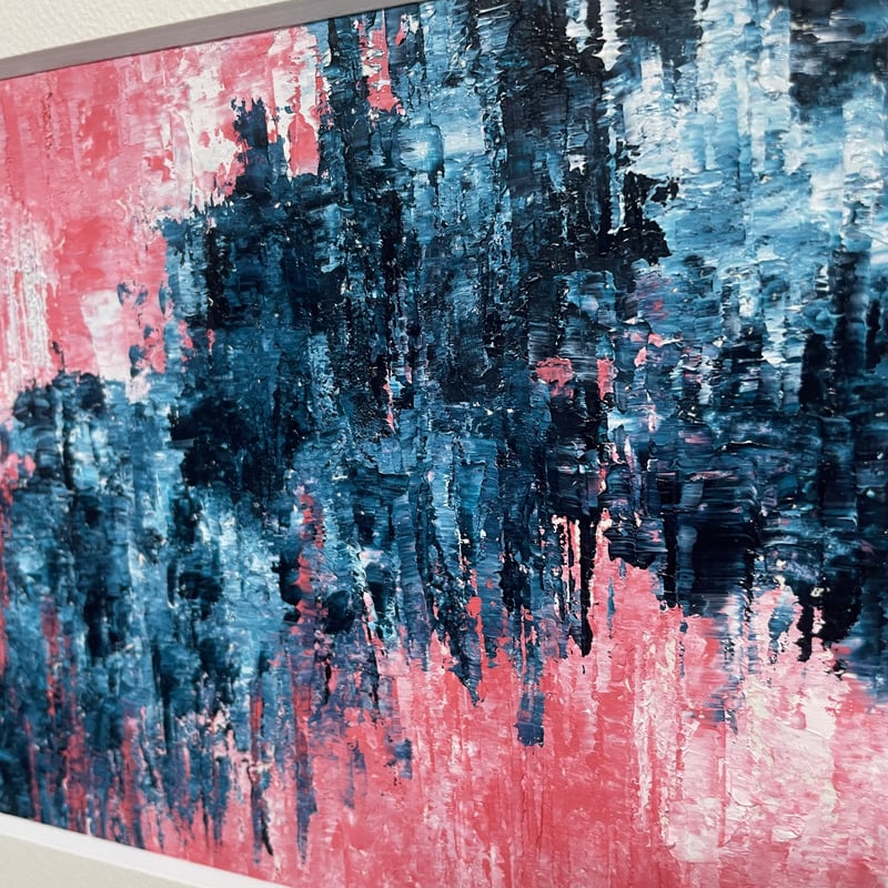 ぷ*あ様 グレイッシュブルーの記憶　　絵画原画 現代美術作家・REA （平玲愛） 個展「DEEP BLUE - 深層記憶