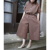 YAMMMAヤンマ産業「会津木綿キュロットパンツロング丈」ダークチョコ