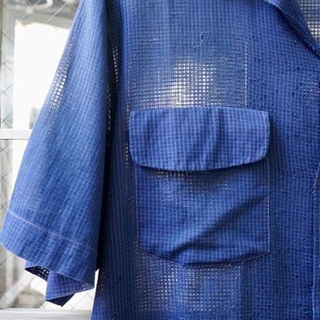 open collar sheer shirt S/S