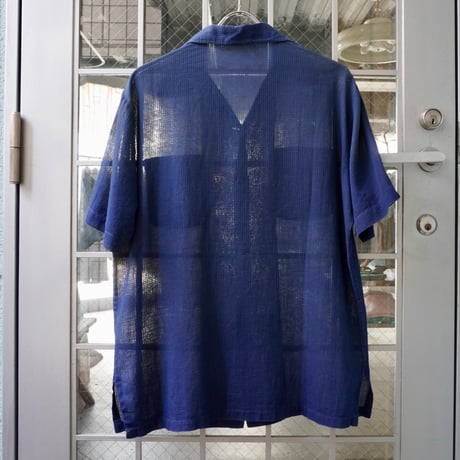 open collar sheer shirt S/S