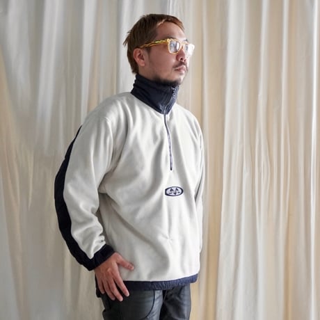 old mont-bell half zip fleece switching nylon OVAL LOGO