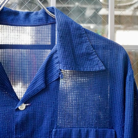 open collar sheer shirt S/S