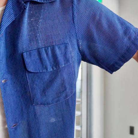open collar sheer shirt S/S