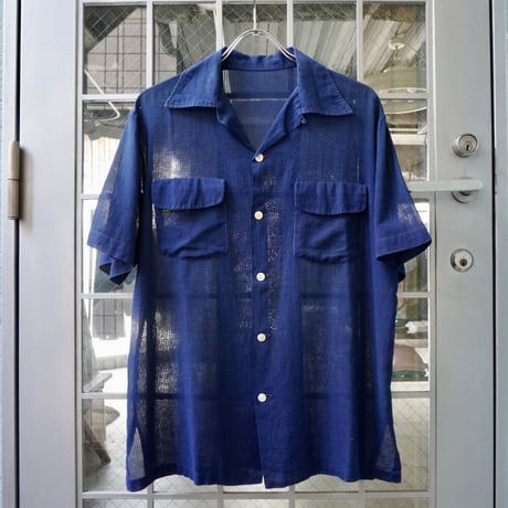 open collar sheer shirt S/S