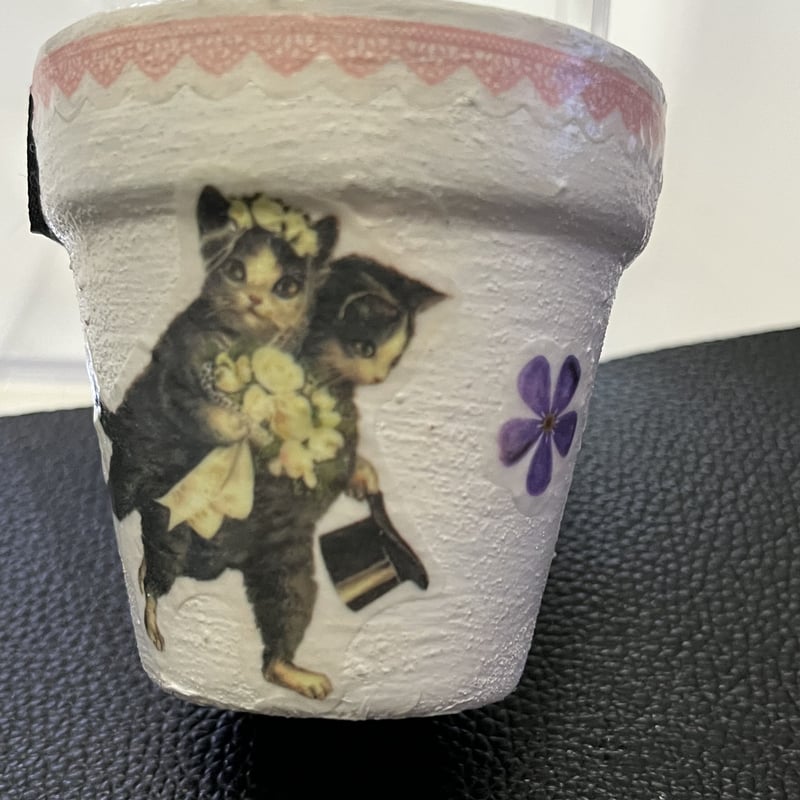 デコパージュ　リメイク鉢6点セットクリスマスBEARS ガーデン雑貨 リメ鉢アニマル柄デコパージュ4点セット | koume