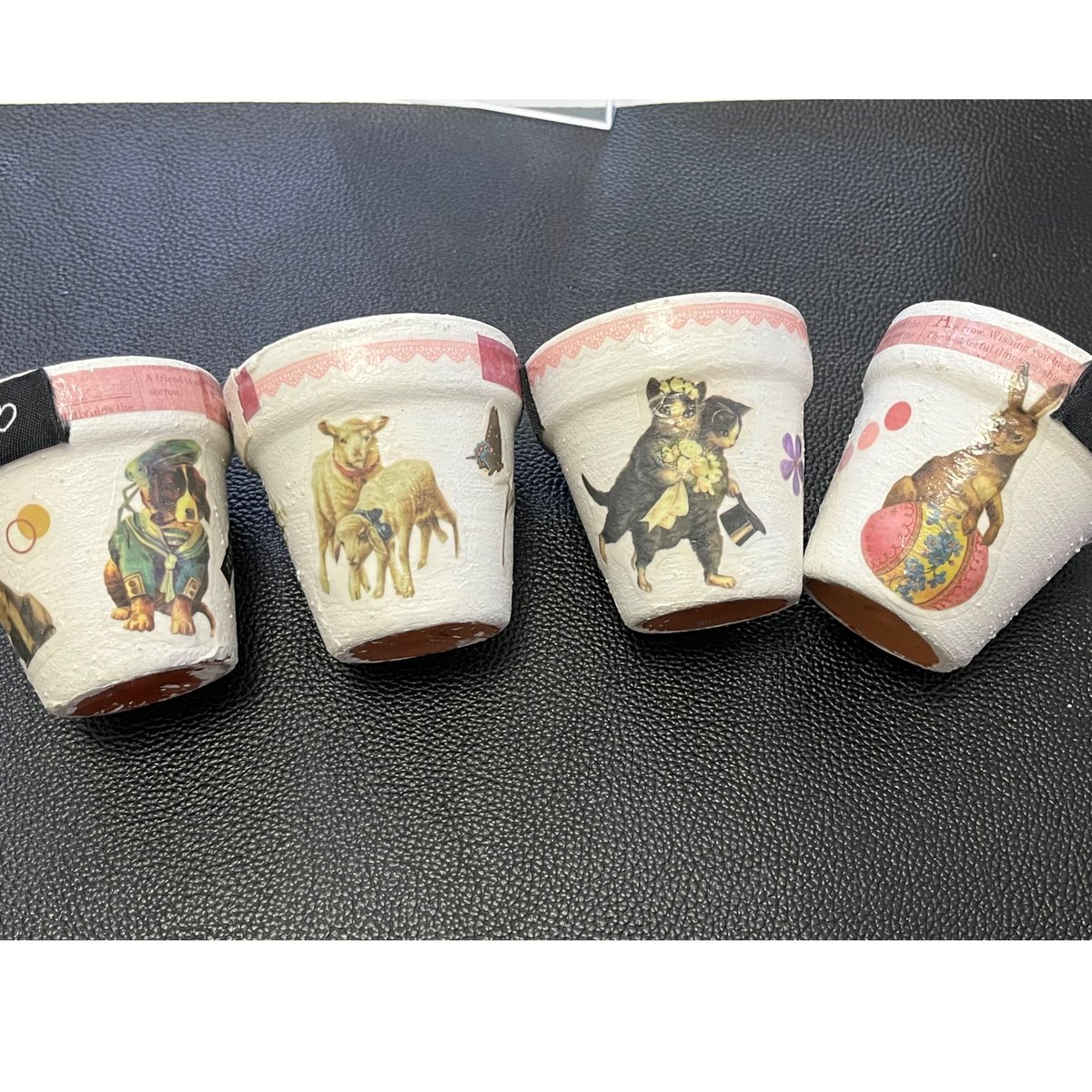 デコパージュ ꔛ‬ꕤ ガーデンピッチャー *リメ鉢 *ひまわり *犬 デコパージュ ꔛꕤ ガーデンピッチャー *リメ鉢 *ひまわり *犬