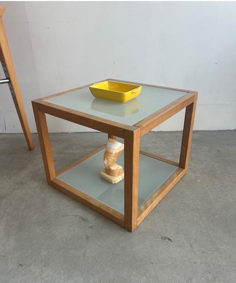 Wood Flame Glass Side Table