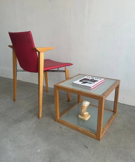 Wood Flame Glass Side Table