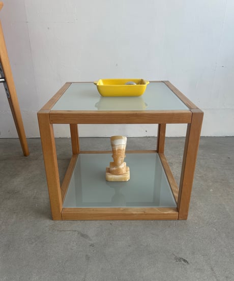 Wood Flame Glass Side Table