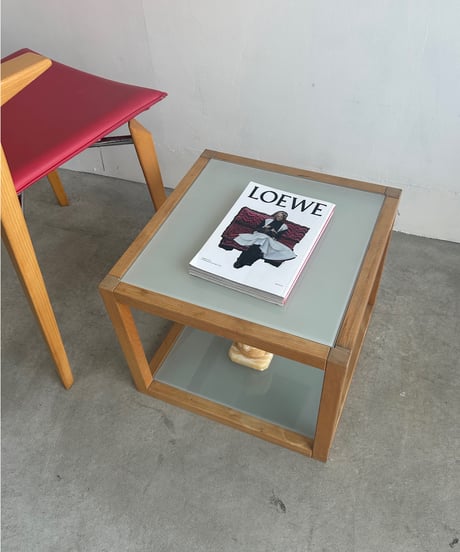 Wood Flame Glass Side Table