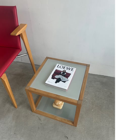Wood Flame Glass Side Table