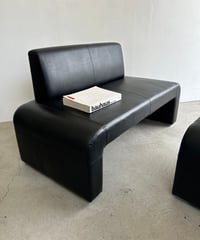 Armless BLK Leather Sofa