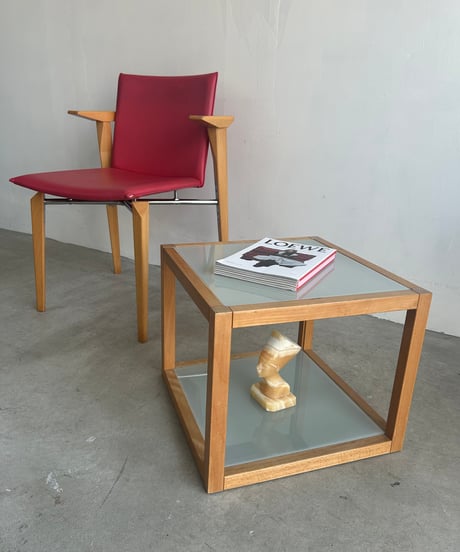 Wood Flame Glass Side Table