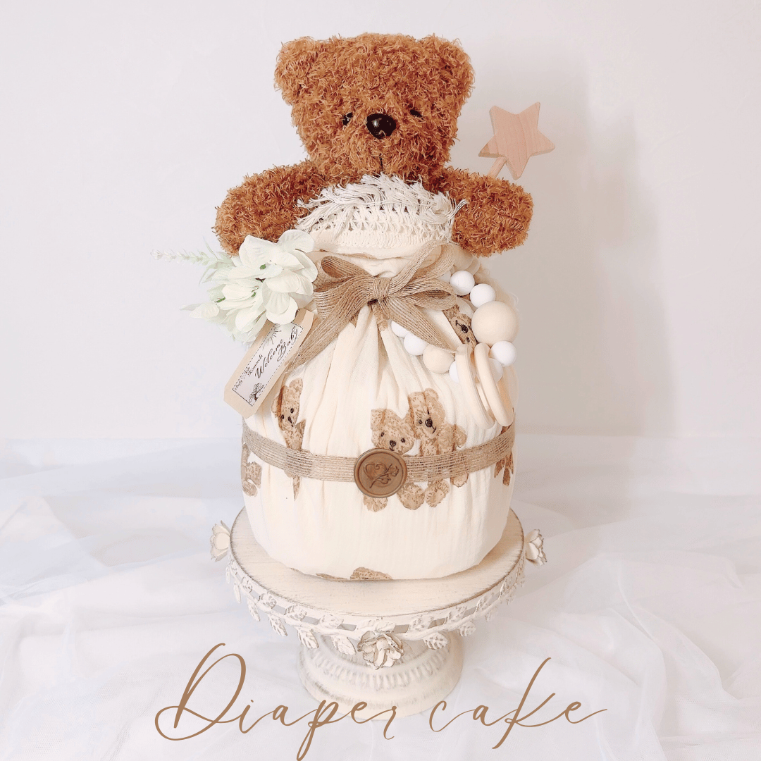 熊姫R♡おむつケーキ オムツケーキ オムツケーキ ＜Stuffed Bear＞ | Baby♡Kids Komorebi