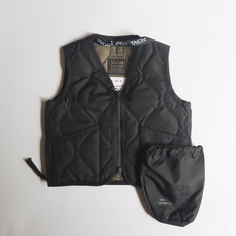 【TAION】ミリタリーVネックジップダウンベスト BLK