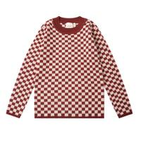【knit planet】CHECKERED PULLOVER - CARAMEL/CREAM