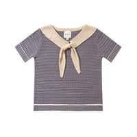 【knit planet】CHIC COLLARED TOP  - NAVY