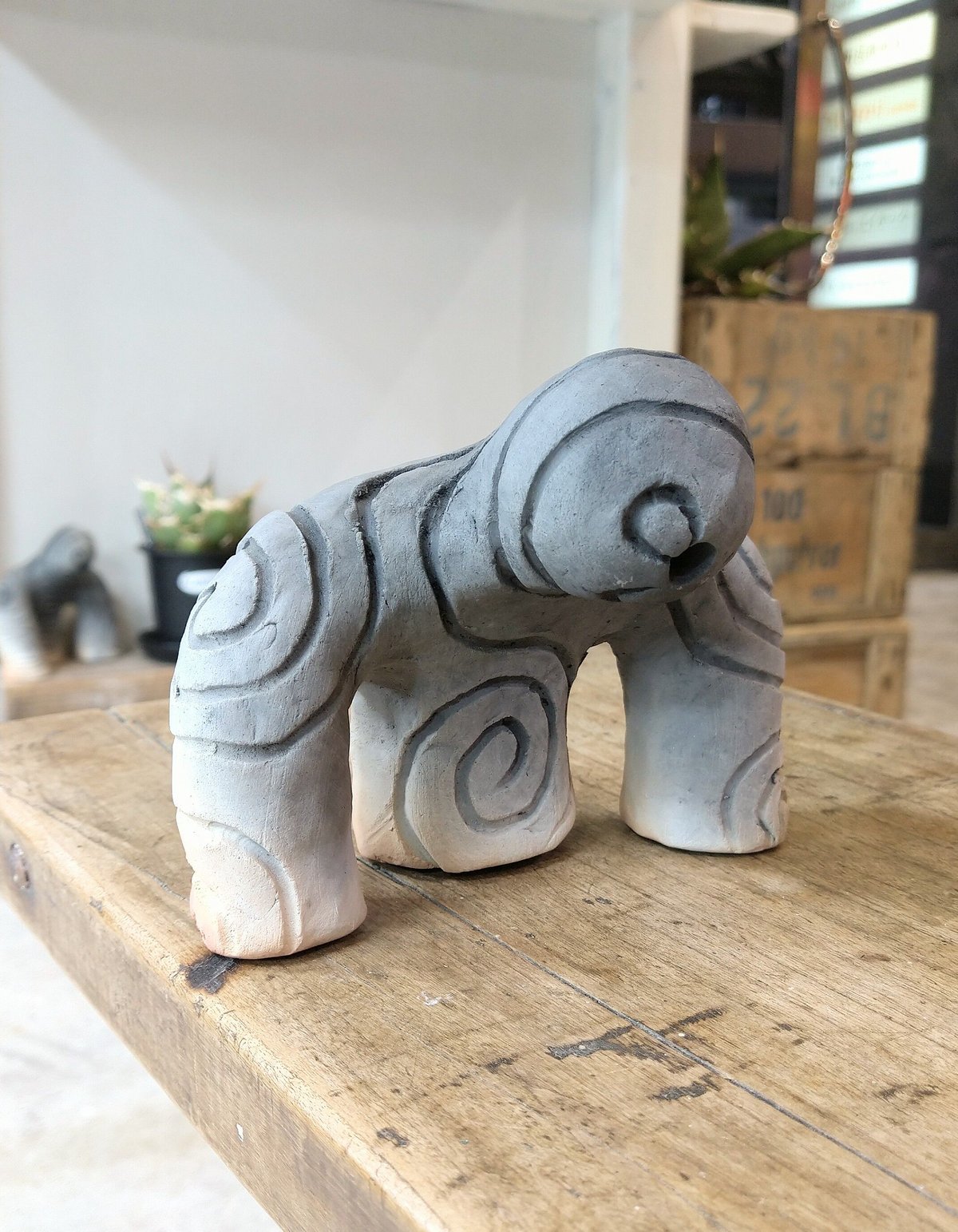 縄文土器 土面 貴重 箱付き R99-1 火焔型土器 インスパイア植木鉢