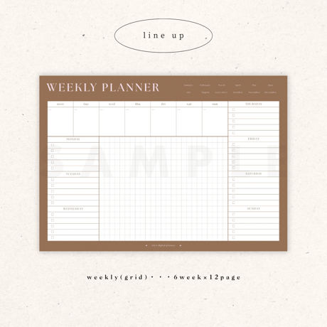 [ weekly grid ] schedule vol.04 - brown × pink -