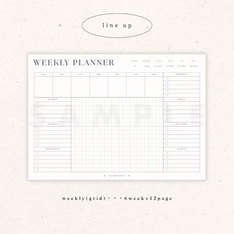 [ weekly grid ] schedule vol.04 - ivory × navy -
