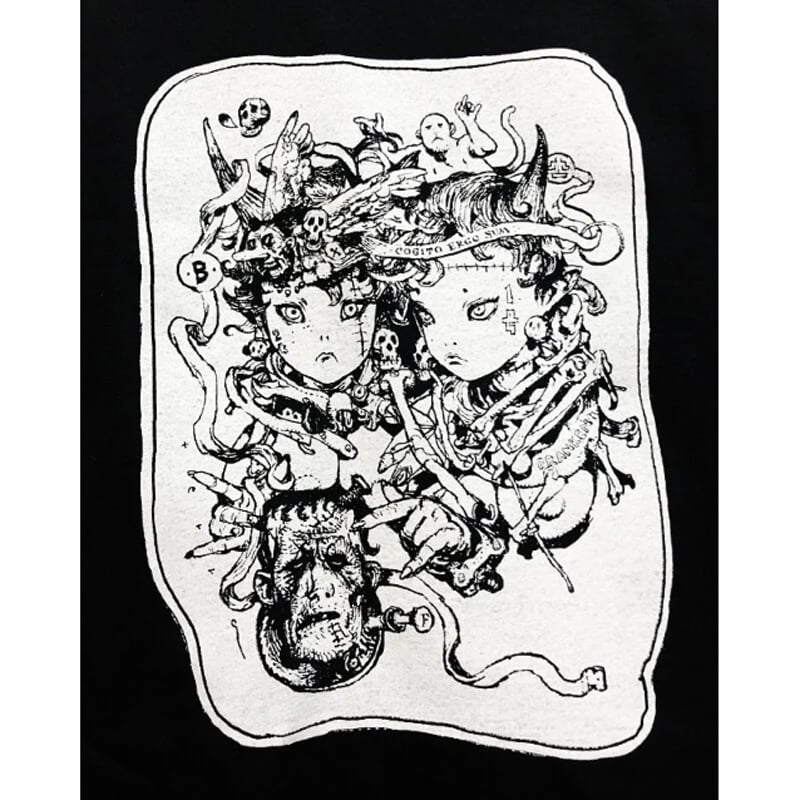 寺田克也 フランケン少女ズ ブラックTシャツ | FEWTURE SHOP (株式 寺田克也 フランケン少女ズ ブラックTシャツ | FEWTURE SHOP (株式
