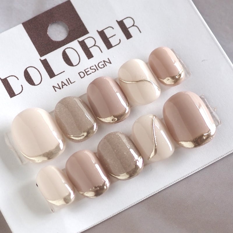 25. ピンクベージュ系 根元ミラー 上品デザイン | Co.nail-tip