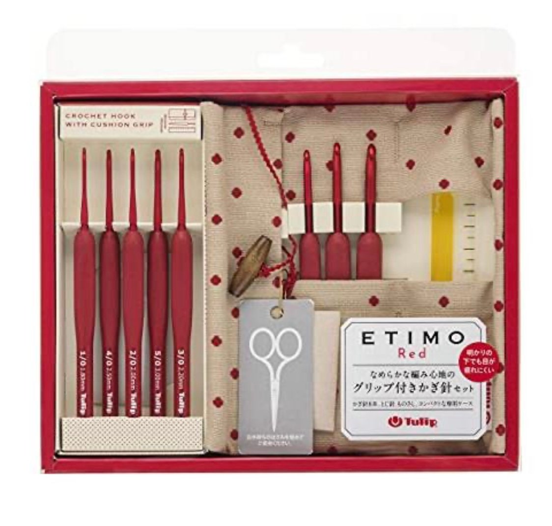 チューリップ エティモ レッド クッショングリップ付きかぎ針セット