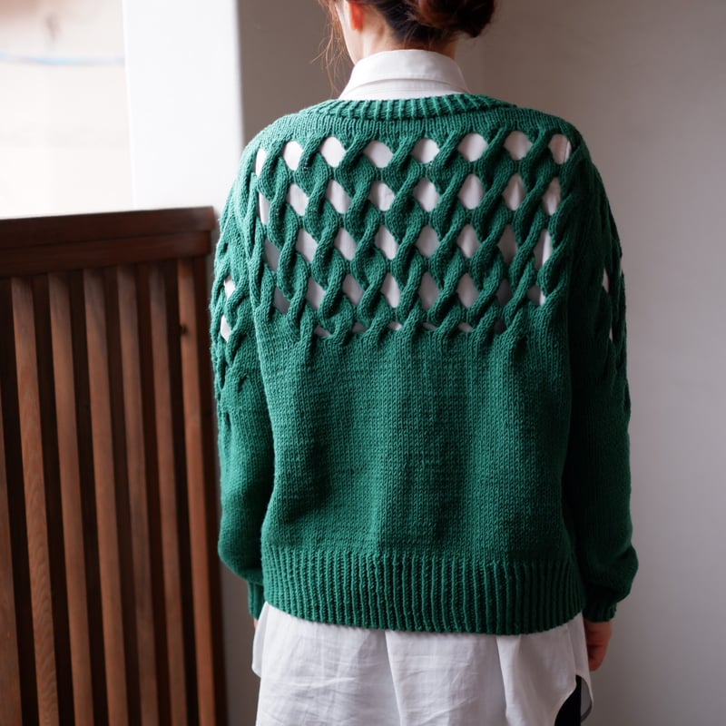 なわ編み穴あきカーディガン アトリエk'sk | ニットショップまつや