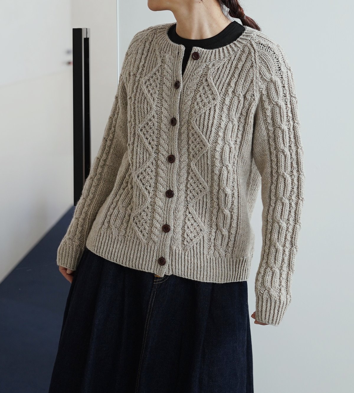 サ*ー様 ジグザグパターン カーディガン Mサイズ DARUMA ジグザグケーブルカーディガン キット（Mサイズ） | ニット