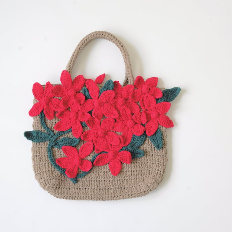 メル２５３３８さま専用ハンドメイド 花モチーフ トートバッグ ２個 花モチーフ付きトートバッグキット | ニットショップまつや