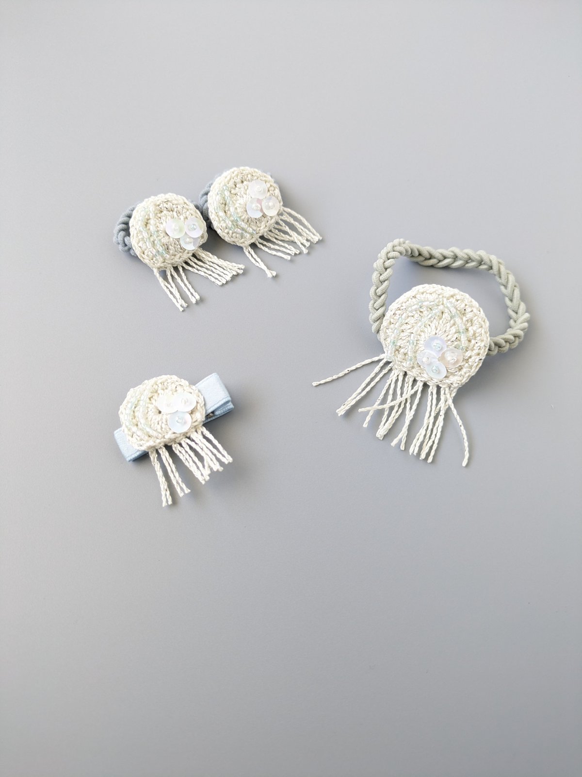 オーダーメイド♡クラゲ♡ベビーヘアクリップ　ヘアゴム Coucou Suzette】Jellyfish ヘアクリップ | goldandbouncy