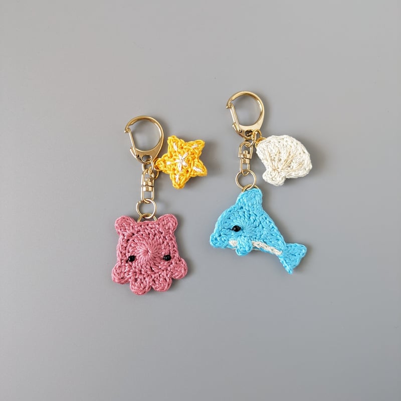 メンダコ&ヒトデ イルカ&貝殻のキーホルダー | yukotto's STORE