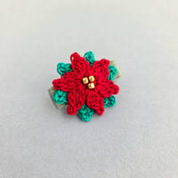 ポインセチアのベビーヘアクリップ