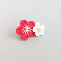 梅の花　二輪　ベビーヘアクリップ　全2色