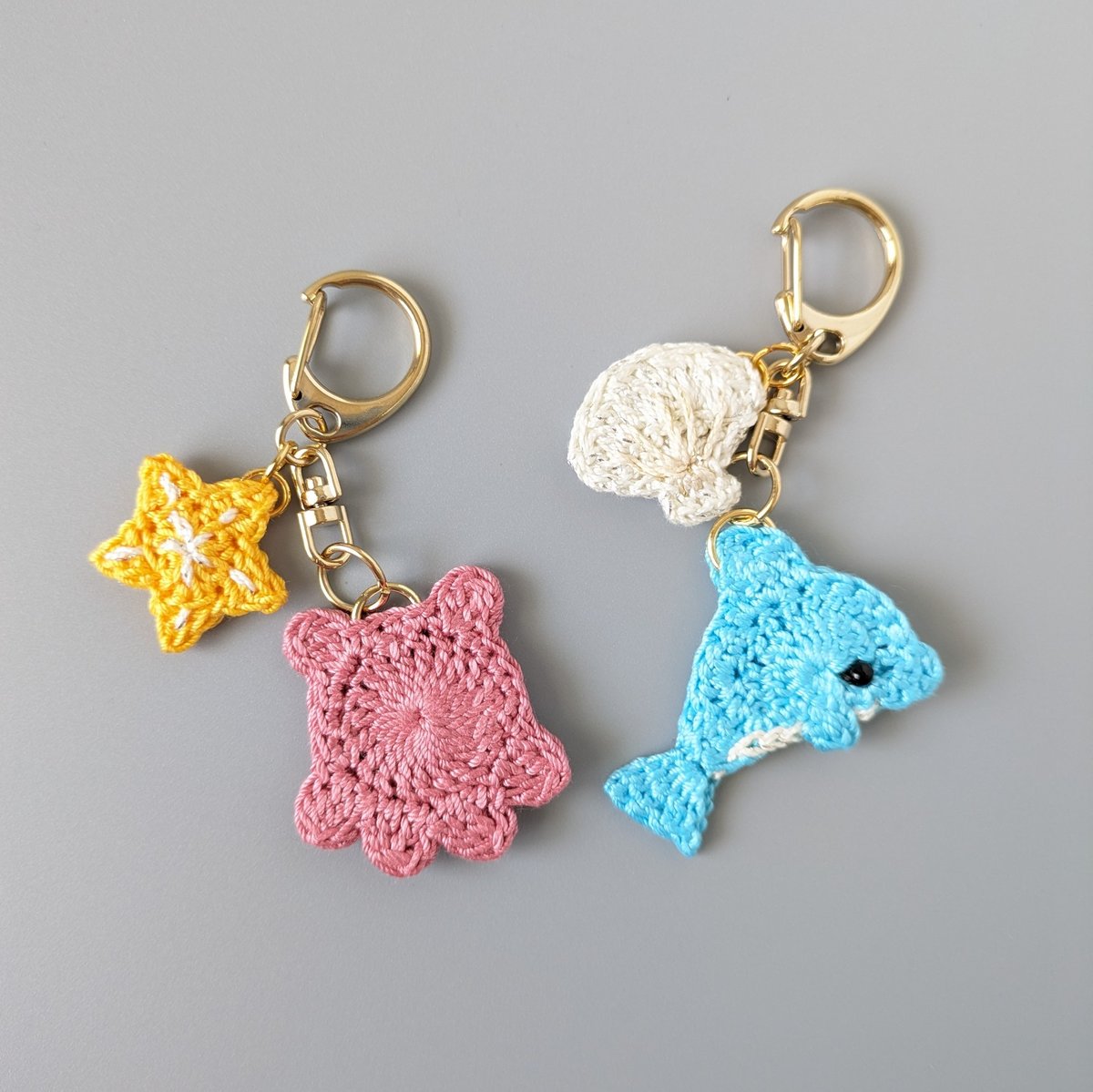メンダコ&ヒトデ イルカ&貝殻のキーホルダー | yukotto's STORE