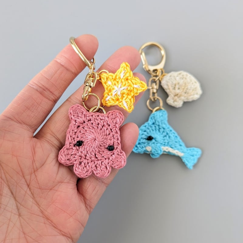 メンダコ&ヒトデ イルカ&貝殻のキーホルダー | yukotto's STORE