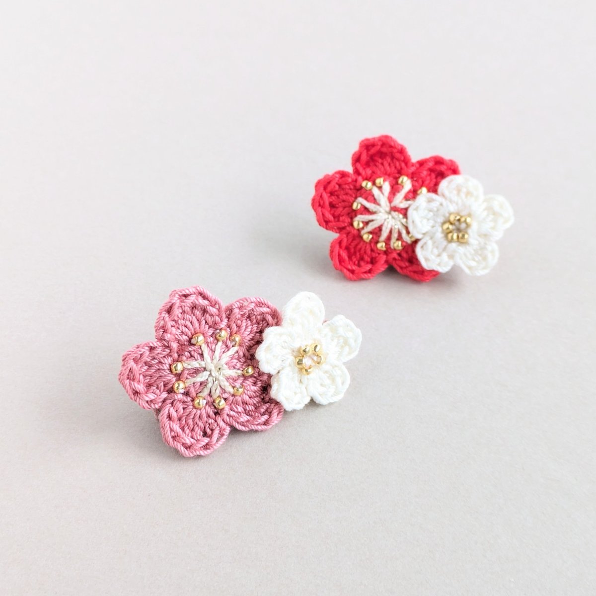 梅のベビーヘアクリップ 梅の花 二輪 ベビーヘアクリップ 全2色 | yukotto's STORE