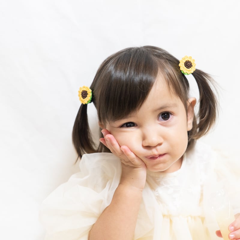 【オーダー】クリアひまわりヘアゴム ひまわりヘアゴム🌻キッズ用 - メルカリ