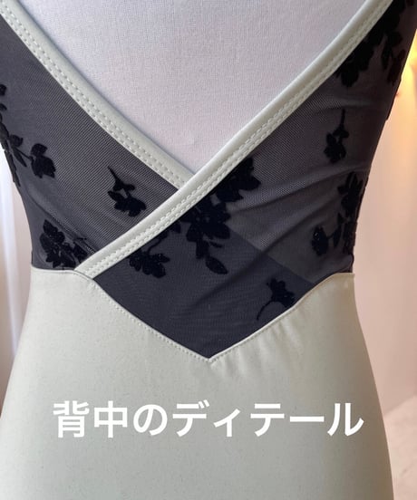 フロッキープリント　キャップスリーブレオタード